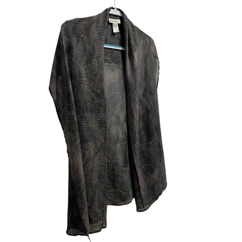 Coldwater Creek sheer tropical palm leaf print kimono in gray hue OS fits all - Picture 5 of 10